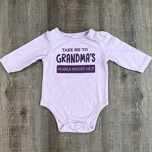 💞 New Baby / Infant Size 0-3 Months Purple “Take Me To Grandma’s…” Onesie
